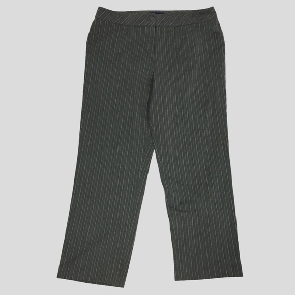 Penningtons Pinstripe Pants Womens Plus Size 18 Gray Straight Leg Trousers - Picture 1 of 9